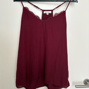 Burgundy Lace Trim Cami Top
